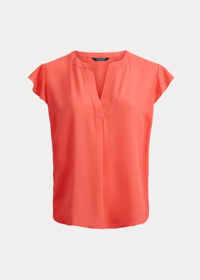 Ralph Lauren Georgette Flutter-Sleeve Top Dame Danmark (NPWMD4576)